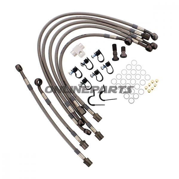 Braided Steel Brake Hose Kit Jmpanthracite Clear Hose 7 Piece Hose Kit