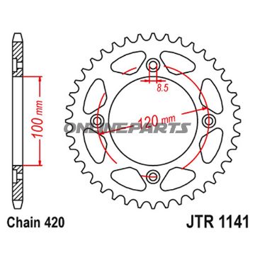 Rear Sprocket 50Tooth Pitch 420Inner Diameter 100 Bolt Spacing 120