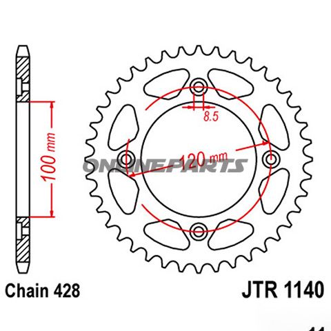 Rear Sprocket 54Tooth Pitch 428Inner Diameter 100 Bolt Spacing 120