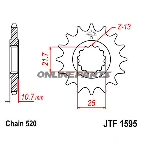 Front Sprocket 15Tooth Pitch 520Narrow Spline Inner Diameter 21.7/25