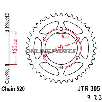 Rear Sprocket 46 Tooth Pitch 520Inner Diameter 130 Bolt Spacing 150