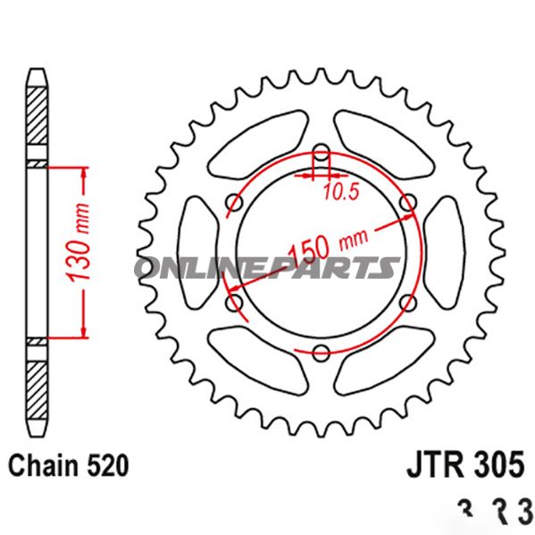 Rear Sprocket 46 Tooth Pitch 520Inner Diameter 130 Bolt Spacing 150