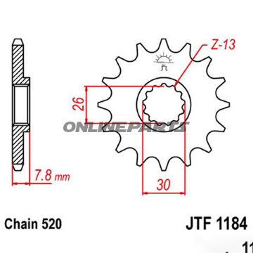 Front Sprocket 18 Tooth Pitch 520Narrow Spline Inner Diameter 26/30