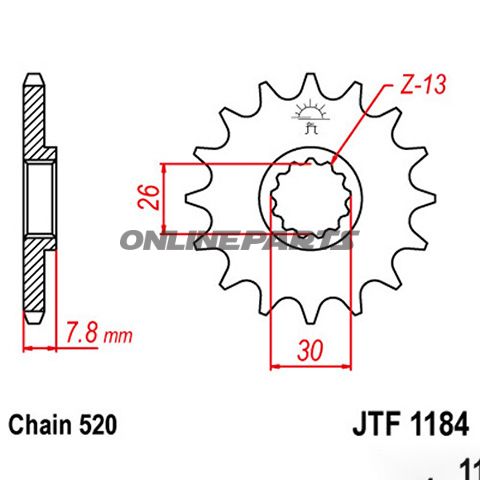 Front Sprocket 18 Tooth Pitch 520Narrow Spline Inner Diameter 26/30