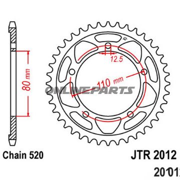 Rear Sprocket 42 Tooth Pitch 520Inner Diameter 080 Bolt Spacing 110