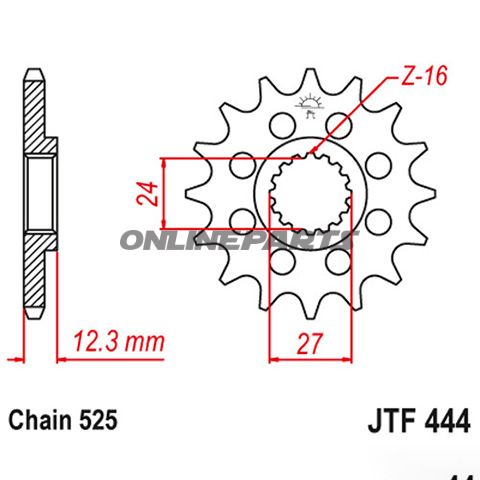 Front Sprocket 16 Tooth 525Narrow Spline 24/27