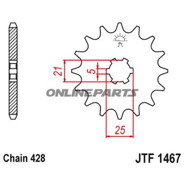 Front Sprocket 13 Tooth Pitch 428Large Spline 6 Inner Diameter 21/25