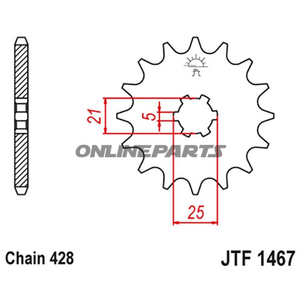 Front Sprocket 13 Tooth Pitch 428Large Spline 6 Inner Diameter 21/25