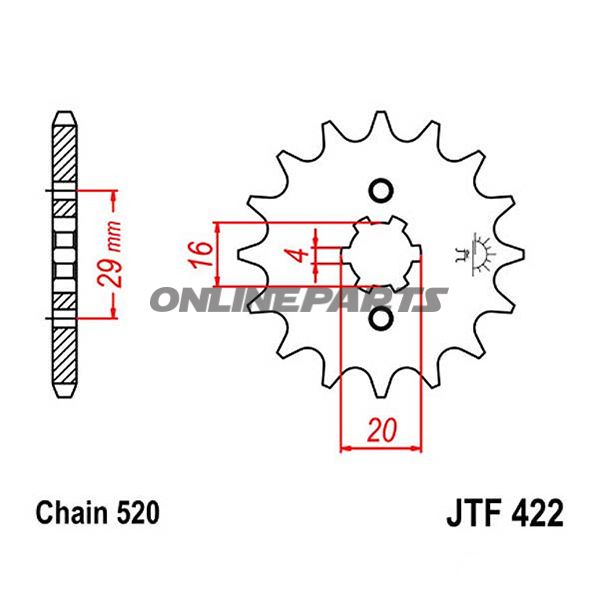 Front Sprocket 15 Tooth Pitch 520Large Spline 4 Inner Diameter 16/20
