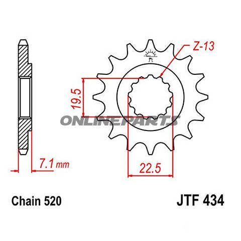 Front Sprocket 13 Tooth Pitch 520Narrow Spline Inner Diameter 19.5/22