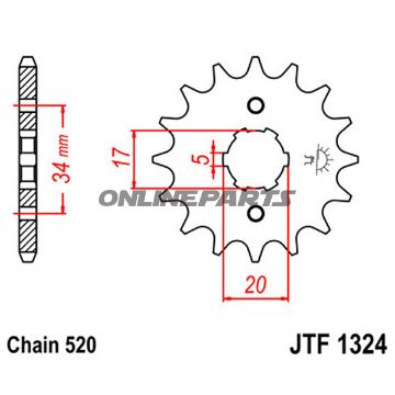 Front Sprocket 14 Tooth Pitch 520Large Spline 6 Inner Diameter 17/20