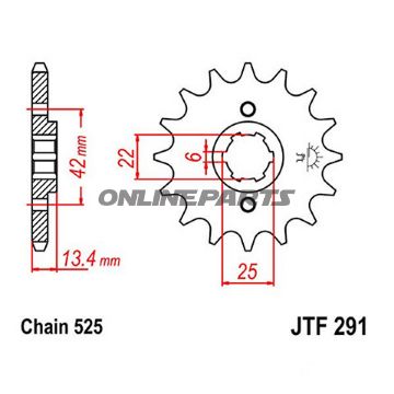 Front Sprocket 17 Tooth Pitch 525Large Spline 6 Inner Diameter 22/25
