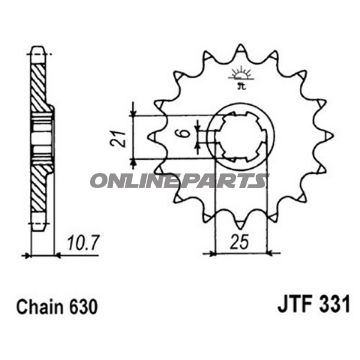 Front Sprocket 14 Tooth Pitch 630Large Spline 6 Inner Diameter 21/25