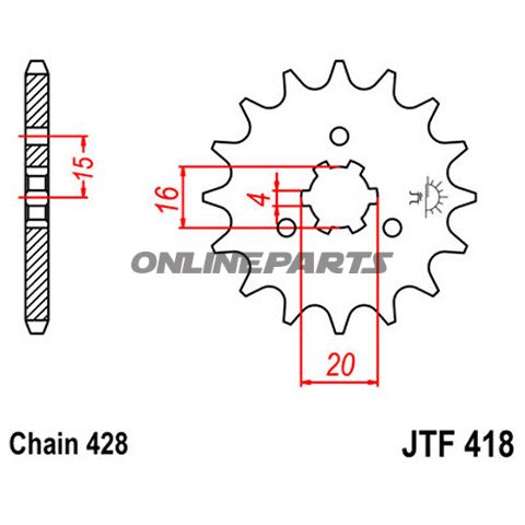 Front Sprocket 13 Tooth Pitch 428Large Spline 6 Inner Diameter 16/20