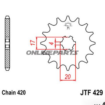 Front Sprocket 12 Tooth Pitch 420Large Spline 6 Inner Diameter 17/20