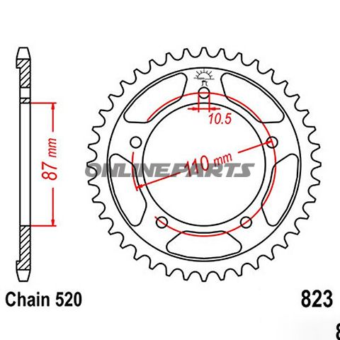Rear Sprocket 45 Tooth Pitch 520Inner Diameter 087 Bolt Spacing 110