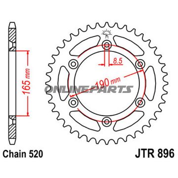 Rear Sprocket 52 Tooth Pitch 520Inner Diameter 165 Bolt Spacing 190