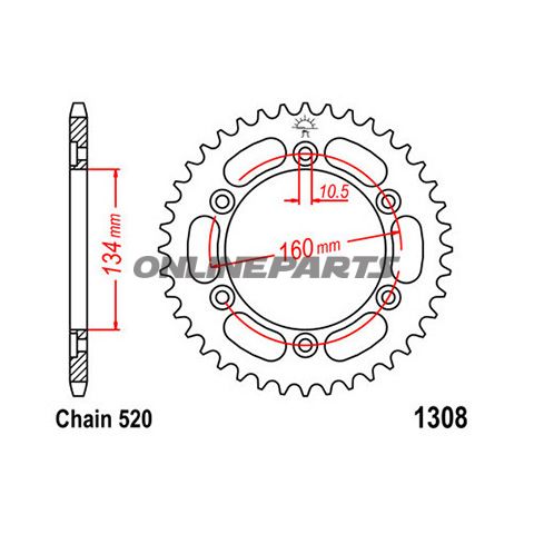 Rear Sprocket 40 Tooth Pitch 520Inner Diameter 134 Bolt Spacing 160