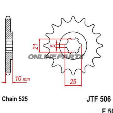 Front Sprocket 14 Tooth Pitch 525Large Spline 5 Inner Diameter 21/25