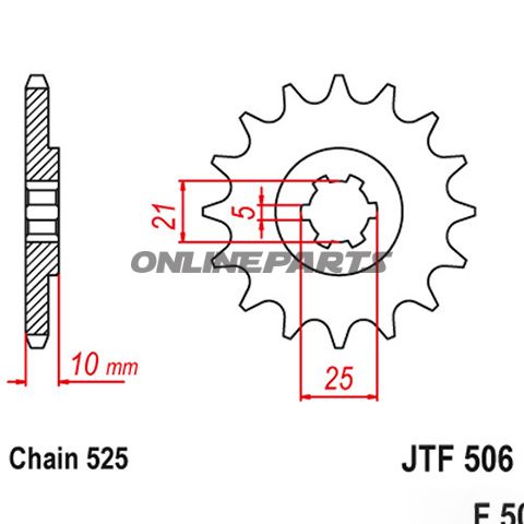 Front Sprocket 14 Tooth Pitch 525Large Spline 5 Inner Diameter 21/25