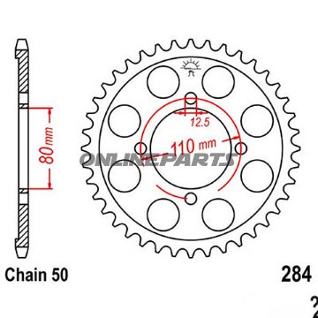 Rear Sprocket 43 Tooth Pitch 530Inner Diameter 080 Bolt Spacing 110