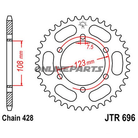 Rear Sprocket 43 Tooth Pitch 428Inner Diameter 108 Bolt Spacing 123