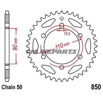 Rear Sprocket 34 Tooth Pitch 530Inner Diameter 090 Bolt Spacing 110