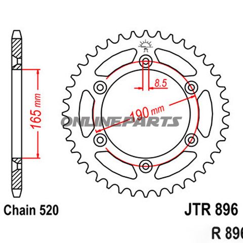 Rear Sprocket 48 Tooth Pitch 520Inner Diameter 165 Bolt Spacing 190
