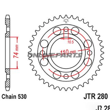 Rear Sprocket 33Z Pitch 530Inner Diameter 074 Bolt Spacing 110