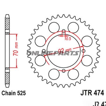 Rear Sprocket 48 Tooth Pitch 525Inner Diameter 070 Bolt Spacing 092