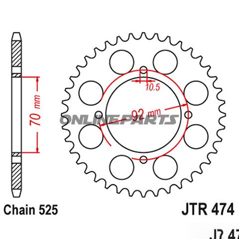 Rear Sprocket 48 Tooth Pitch 525Inner Diameter 070 Bolt Spacing 092
