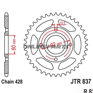 Rear Sprocket 39 Tooth Pitch 428Inner Diameter 060 Bolt Spacing 092