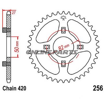 Rear Sprocket 37 Tooth Pitch 420Inner Diameter 050 Bolt Spacing 082