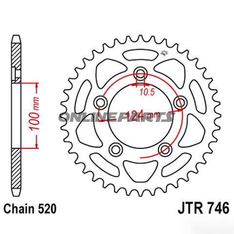 Rear Sprocket 43 Tooth Pitch 520Inner Diameter 100 Bolt Spacing 124