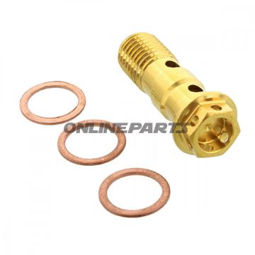 Banjo Bolt Double M10x1.25Stainless Steel A4 Rac Gold Pb