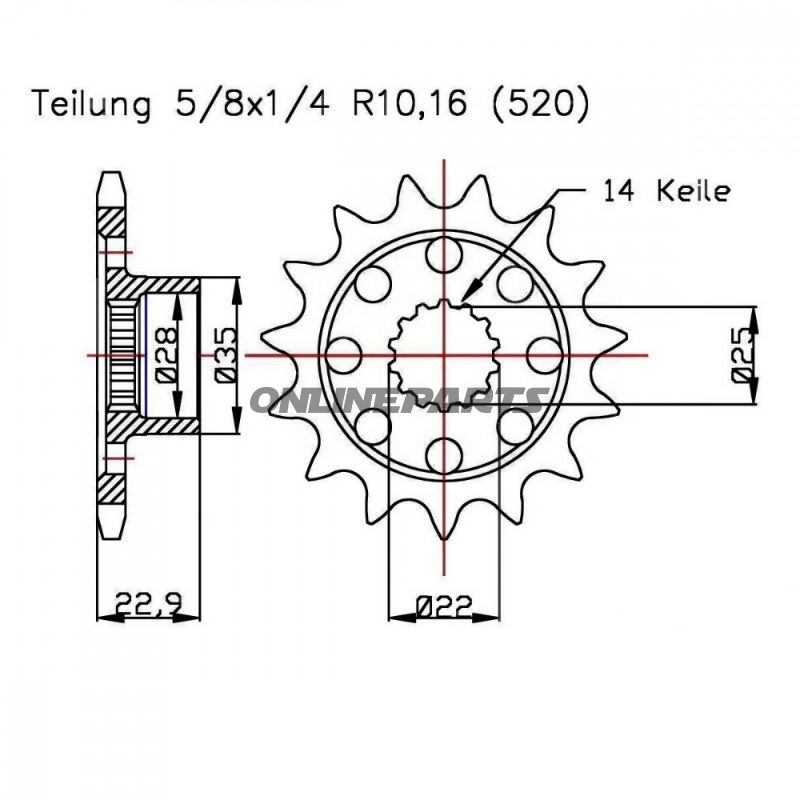 Front Sprocket Racing 16 Tooth Pitch 520