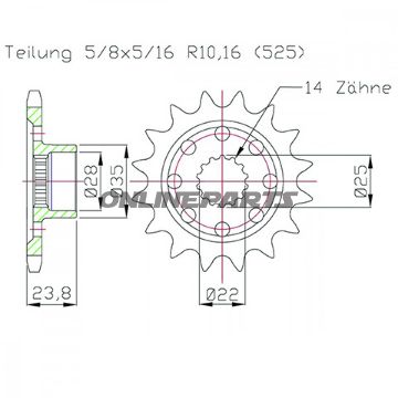 Front Sprocket Racing 17 Tooth Pitch 525