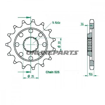 Front Sprocket Racing 15 Tooth Pitch 525