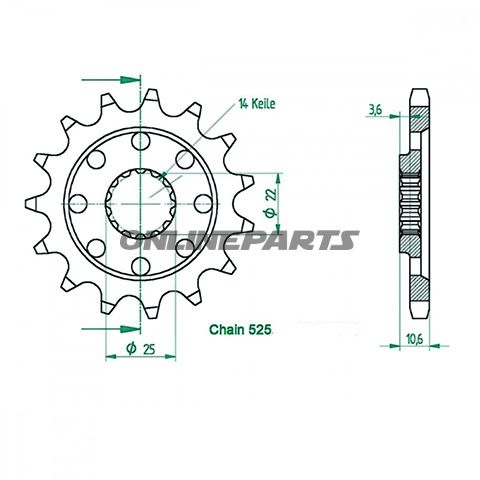 Front Sprocket Racing 15 Tooth Pitch 525