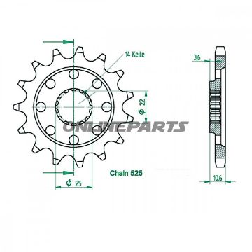 Front Sprocket Racing 14 Tooth Pitch 525