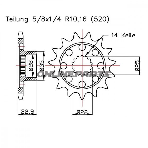 Front Sprocket Racing 15 Tooth Pitch 520