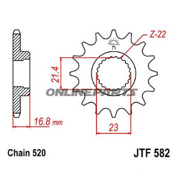 Front Sprocket 15 Tooth Pitch 520Narrow Spline Inner Diameter 21.3/23