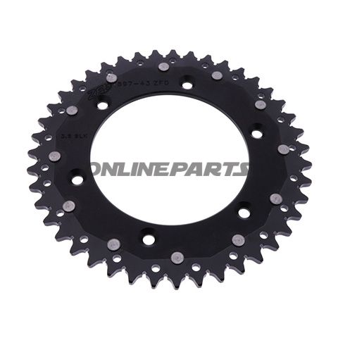 Rear Sprocket Dual 43 Tooth Pitch 520 Blackzf Inner Diameter 125 Bolt Spacing 150