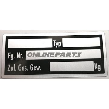 Typenschild Selbstklebendeinzeln