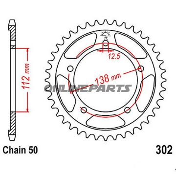 Rear Sprocket 40 Tooth Pitch 530Inner Diameter 112 Bolt Spacing 138