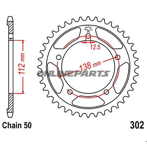 Rear Sprocket 40 Tooth Pitch 530Inner Diameter 112 Bolt Spacing 138