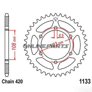 Rear Sprocket 59 Tooth Pitch 420Inner Diameter 108 Bolt Spacing 123