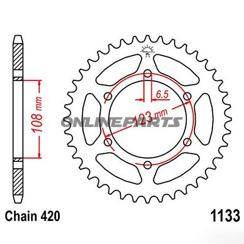 Rear Sprocket 59 Tooth Pitch 420Inner Diameter 108 Bolt Spacing 123
