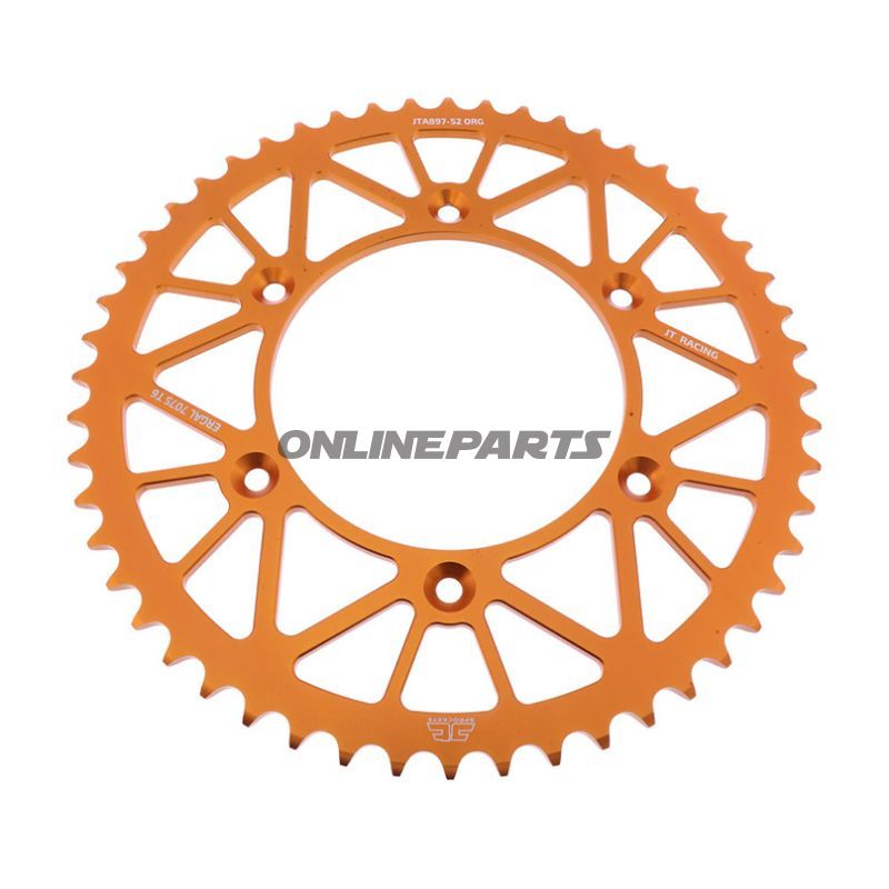 Rear Sprocket Aluminium 52 Tooth Pitch 520 Orangejt Inner Diameter 125 Bolt Spacing 150
