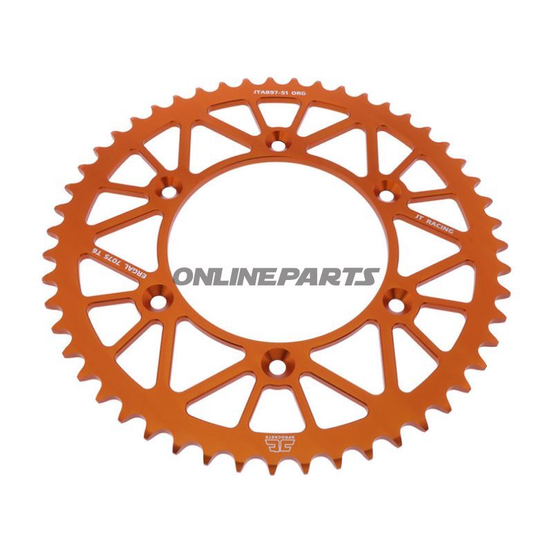 Rear Sprocket Aluminium 51 Tooth Pitch 520 Orangejt Inner Diameter 125 Bolt Spacing 150